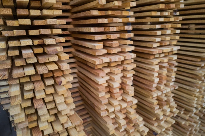 a stack of wooden planks stacked on top of each other